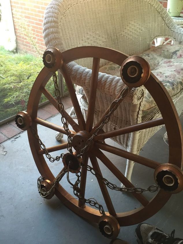 q wood wheel old light fixture, repurpose furniture, repurposing upcycling