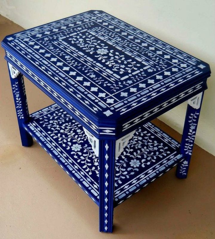 25 awesome ways to upgrade your home using stencils, Upgrade your side table into an eye catcher