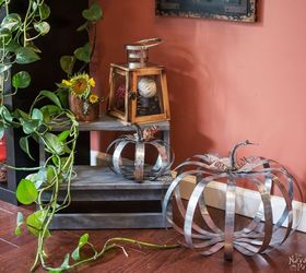 pottery barn inspired outdoor metal pumpkins, crafts, halloween decorations, how to, outdoor living, seasonal holiday decor, thanksgiving decorations