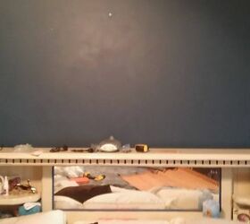 a naked wall behind our bed needed something with umph , bedroom ideas, how to, lighting, wall decor, Naked sad wall