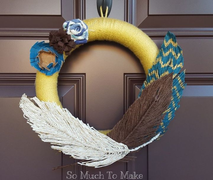 yarn feather tutorial wreath, crafts, how to, seasonal holiday decor, wreaths
