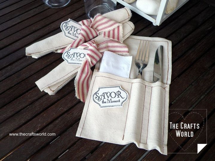 diy cutlery pockets, crafts, dining room ideas, how to