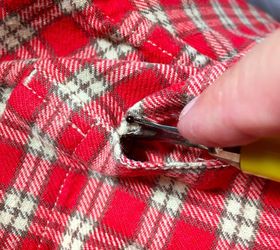 diy fall flannel shirt pillow, crafts, how to, outdoor furniture, seasonal holiday decor, reupholster