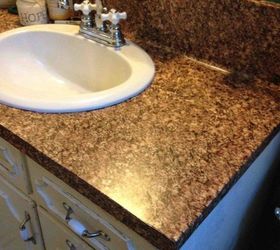 s 14 sneaky ways to fake a high end look with contact paper, Turn your plastic vanity into granite