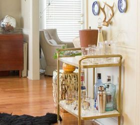 s 14 sneaky ways to fake a high end look with contact paper, Glam up your old bar cart