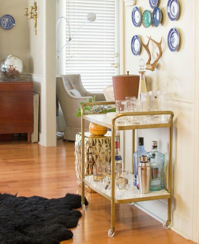 s 14 sneaky ways to fake a high end look with contact paper, Glam up your old bar cart
