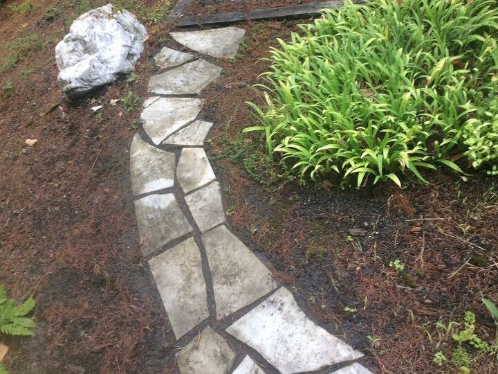 q clean marble slab walkway, cleaning tips, concrete masonry, flooring, gardening, outdoors cleaning, These pieces are supposed to be basically white