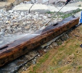 build a mantel out of an old barn beam, fireplaces mantels, outdoor living