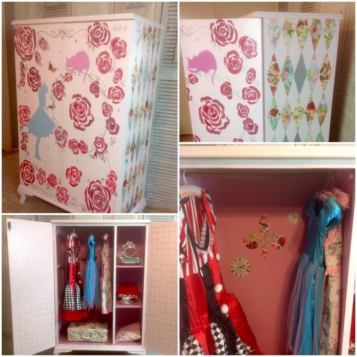 little alice s dress up wardrobe, closet, decoupage, painted furniture