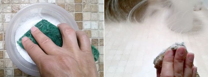 3 ingredient green diy soap scum remover for your glass shower doors, Time to add the baking soda mix