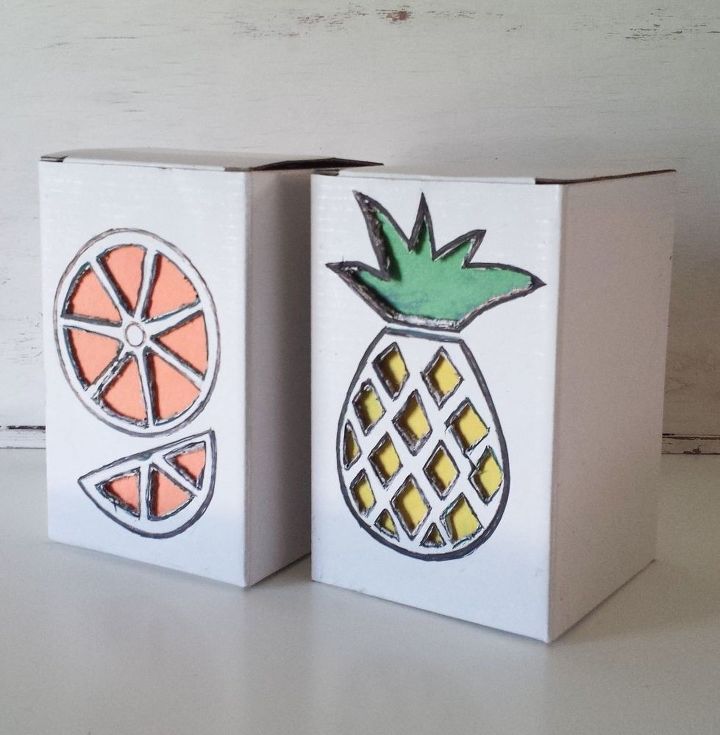 caixas de frutas tropicais caseiras