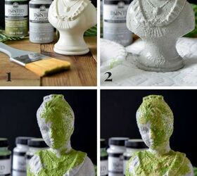 diy faux concrete and moss bust jewelry holder, concrete masonry