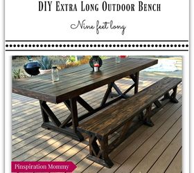diy extra long outdoor wood bench, outdoor furniture, woodworking projects