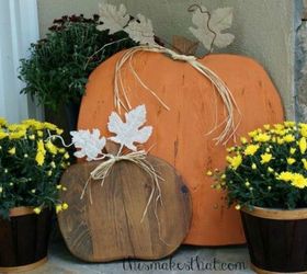 s 23 astounding ways to make a pumpkin out of anything, Cut out some reclaimed wood