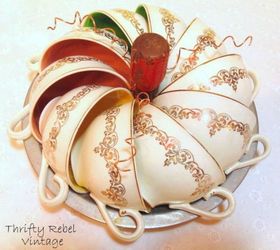s 23 astounding ways to make a pumpkin out of anything, Stack vintage tea cups