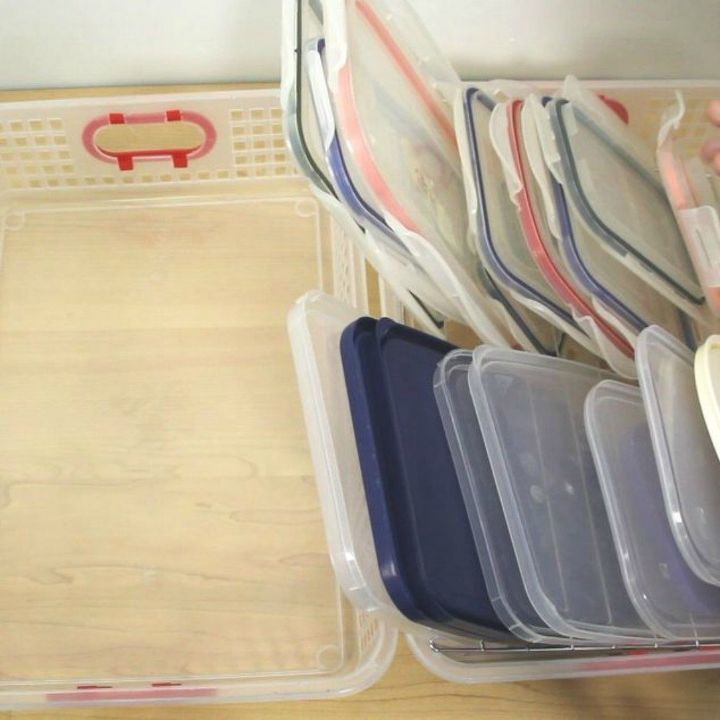 s 10 genius organizing hacks using cooling racks, organizing, Keep your plastic containers in order