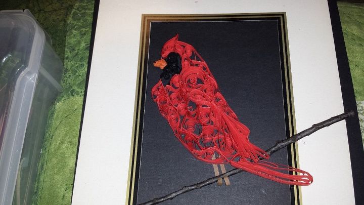 nieve de interior para decorar, Este es mi cardenal quilled No es muy bueno pero soy nuevo en esto