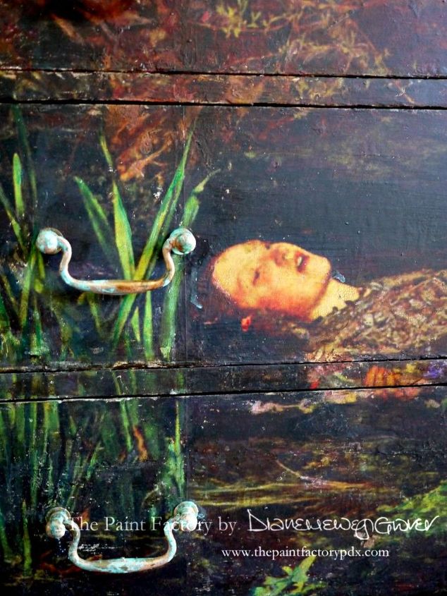 ophelia antique dresser, painted furniture, repurposing upcycling, Ophelia by John Everett Millais 1852