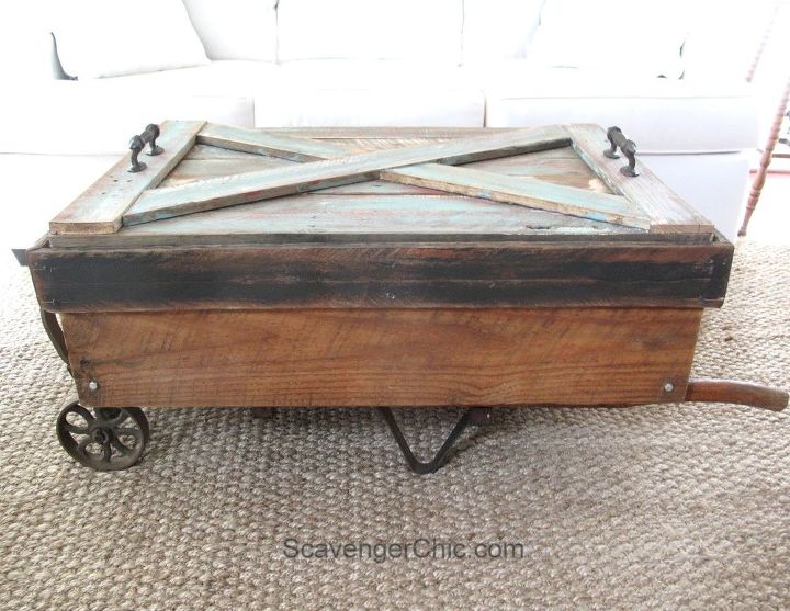 upcycled hand cart coffee table, home decor, painted furniture, pallet, repurposing upcycling, woodworking projects
