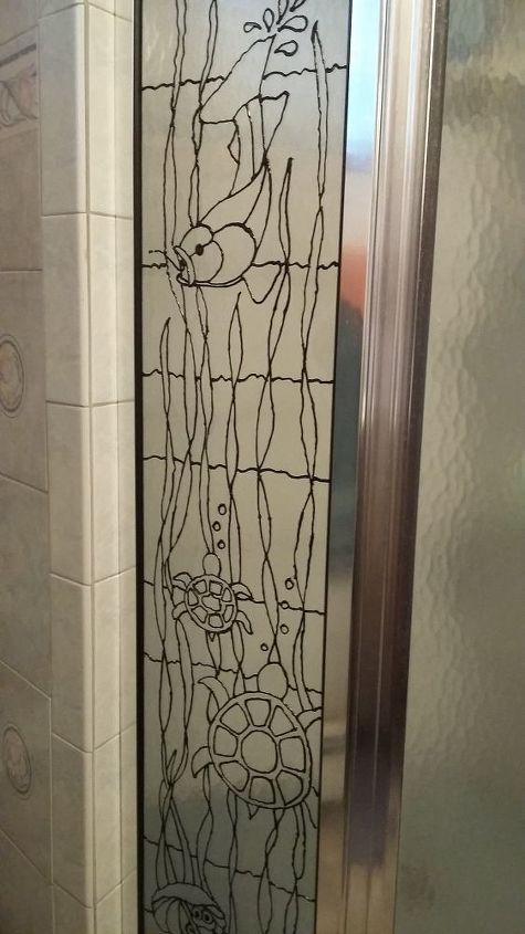turning plain glass into faux stained glass, I removed the pattern when I was ready to pai