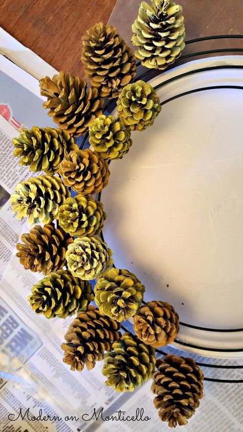 painted pinecone sunflower wreath, crafts, wreaths