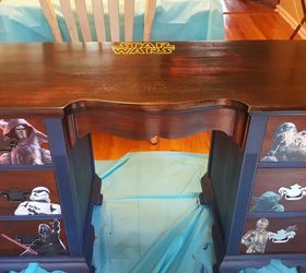 old auction desk turned into boys ultimate star wars desk, bedroom ideas, painted furniture