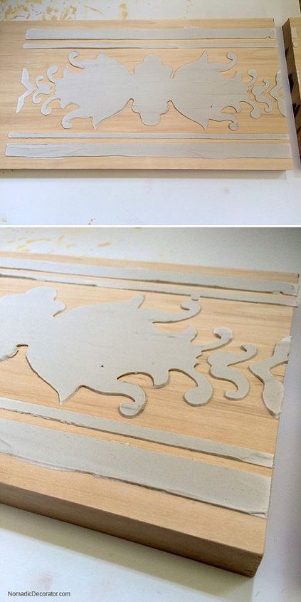 diy wood sconce with embossed stenciled design, crafts, home decor, painting