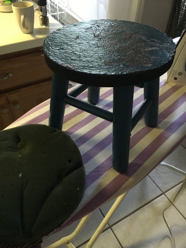 grandmas time out stool, how to, reupholstoring, reupholster, Before