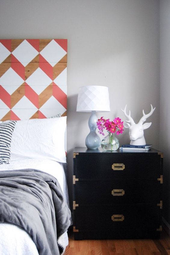 diy headboard geometric tutorial budget, bedroom ideas, home decor, how to, painted furniture