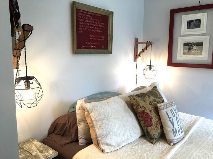 bedside hanging lamps with corbels, lighting, woodworking projects