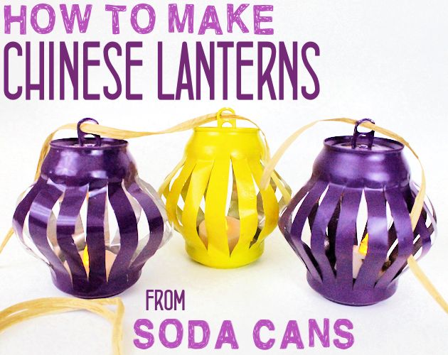 lanternas chinesas com latas de refrigerante