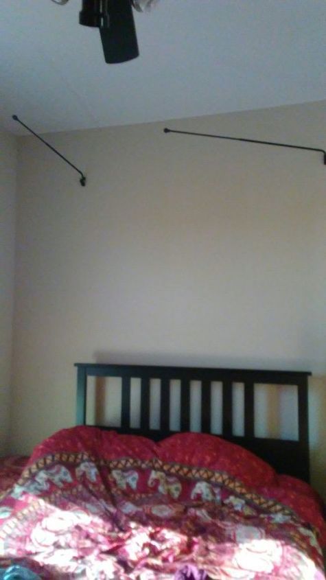 q how to stabilize swing arm rods for bed canopy, furniture repair, home improvement, 2 swing arm brackets attach to side wall fabric will drape over for canopy