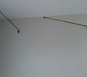 how to stabilize swing arm rods for a bed canopy, 2 swing arm brackets attach to side wall fabric will drape over for canopy