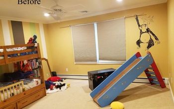  Antes e depois: um quarto de criança com um modelo de seta