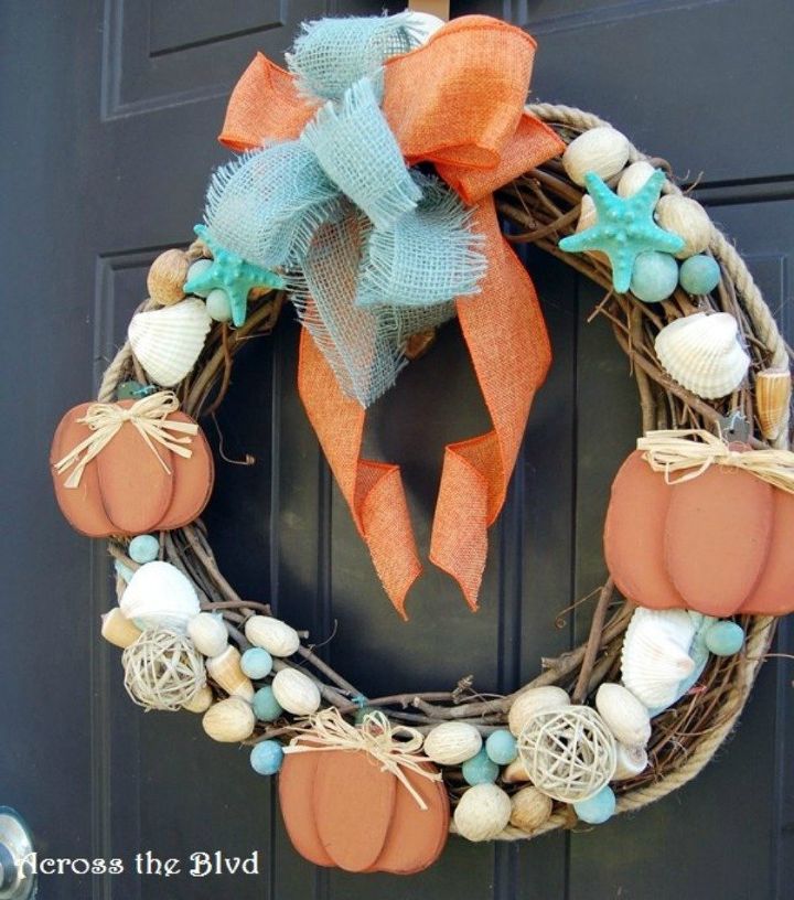 s your quick catalog of gorgeous fall wreaths, crafts, wreaths, This fun one that combines coastal with fall