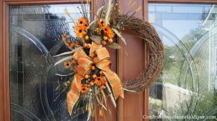 s your quick catalog of gorgeous fall wreaths, crafts, wreaths, This traditional one with an orange bow