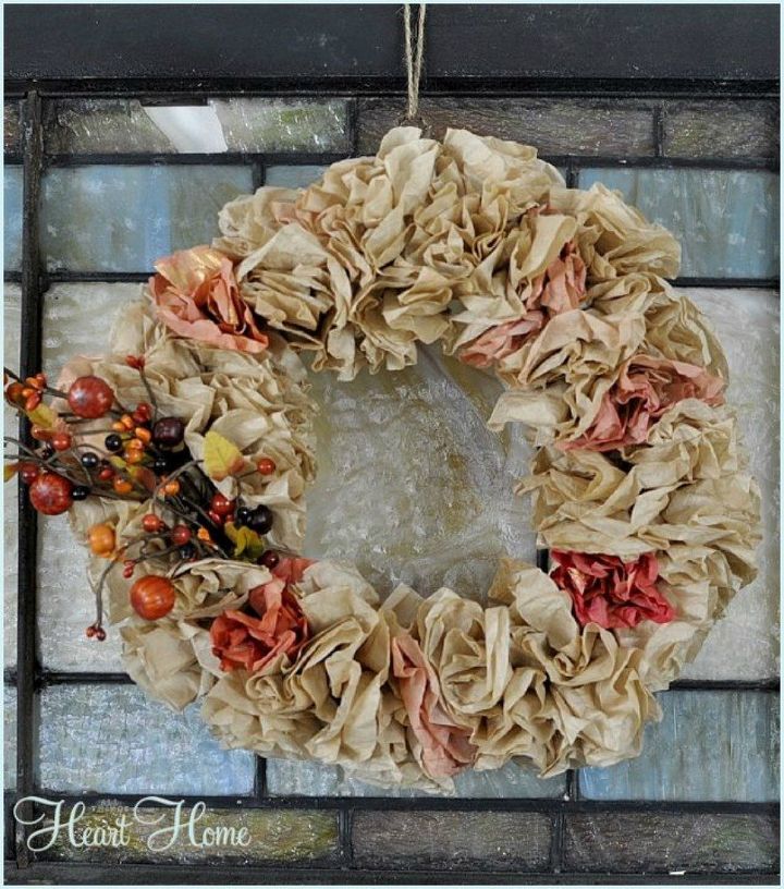 s your quick catalog of gorgeous fall wreaths, crafts, wreaths, This one made out of coffee filter flowers