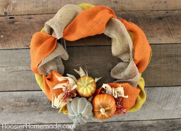 s your quick catalog of gorgeous fall wreaths, crafts, wreaths, This simple tricolored burlap one