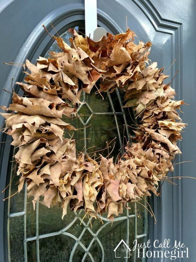 s your quick catalog of gorgeous fall wreaths, crafts, wreaths, This easy one of stringed backyard leaves