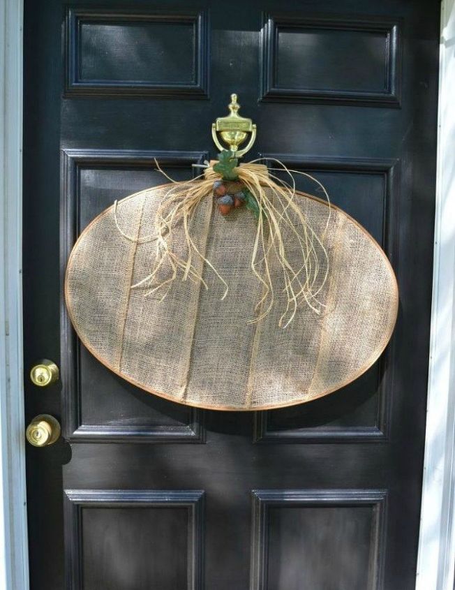 s your quick catalog of gorgeous fall wreaths, crafts, wreaths, This flat one that s a burlap pumpkin