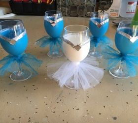 s don t throw out your boring glassware before you see these 11 ideas, Dress up wine glasses for a bridal party