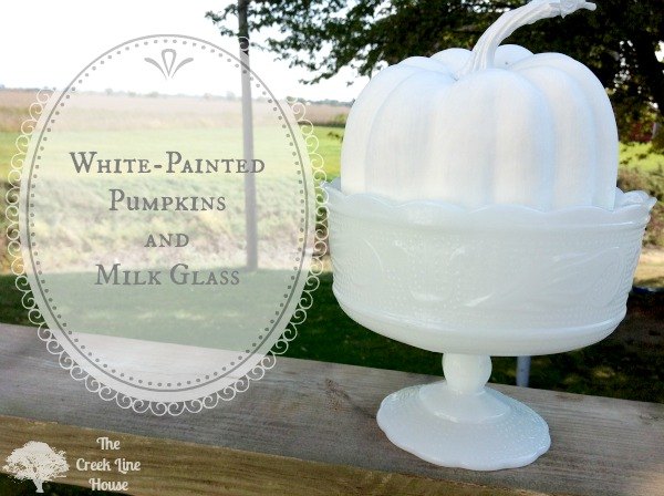 white painted pumpkins and milk glass, crafts, home decor, how to, repurposing upcycling, seasonal holiday decor