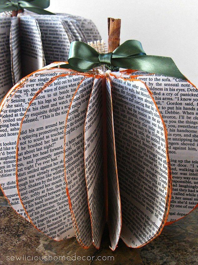 diy book page pumpkins, crafts, how to, repurposing upcycling, seasonal holiday decor