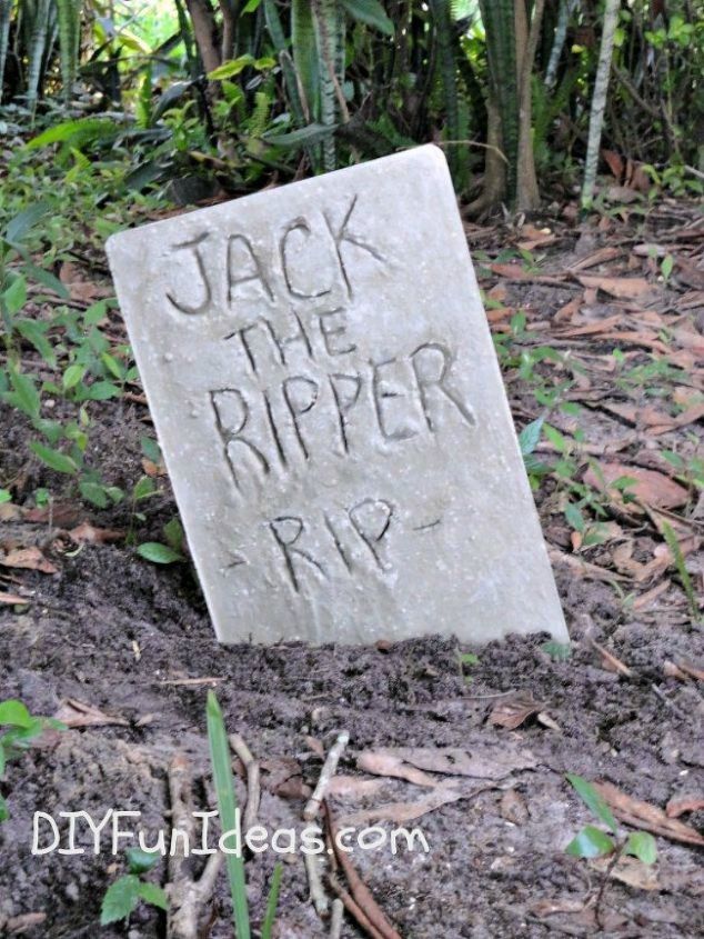 s make your neighbors giggle with these 10 hilarious halloween ideas, halloween decorations, seasonal holiday decor, Add some fun cement grave stones in your yard