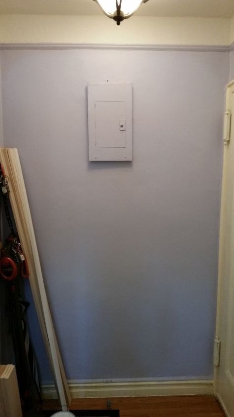 q entry way update, foyer, wall decor, Horrible circuit breaker box smack in the middle of the entryway