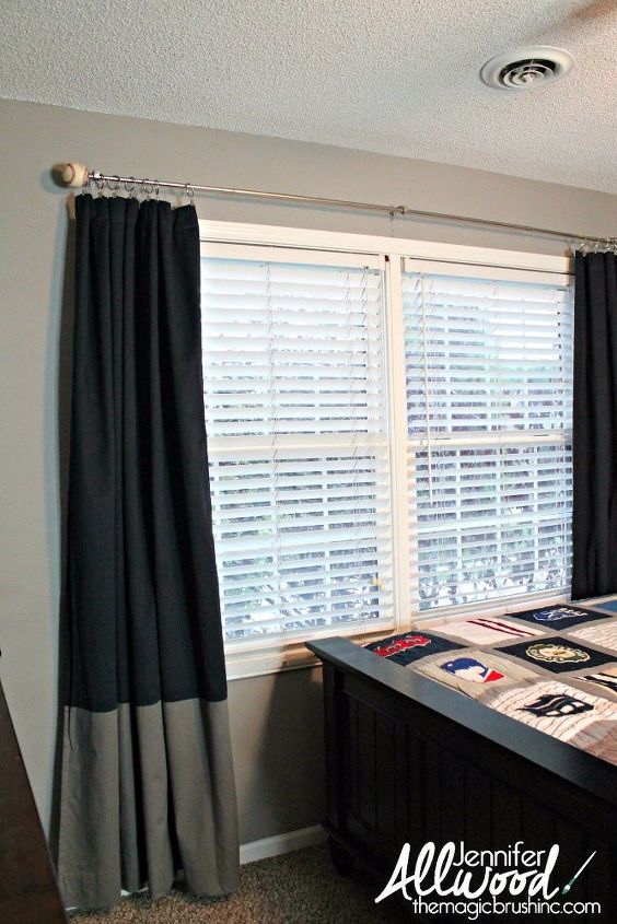 diy baseball finial curtains, home decor, repurpose household items, window treatments