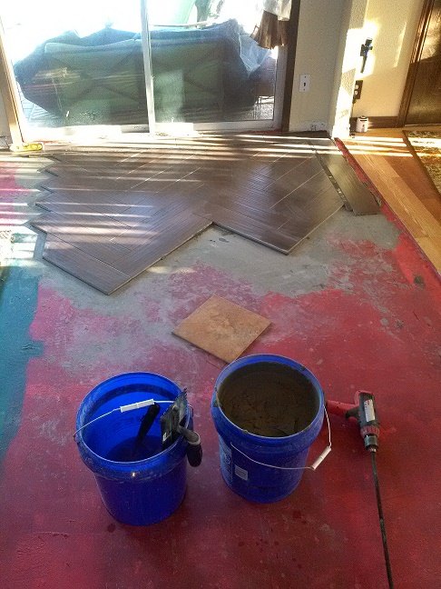 dyi piso de telha espinha de peixe