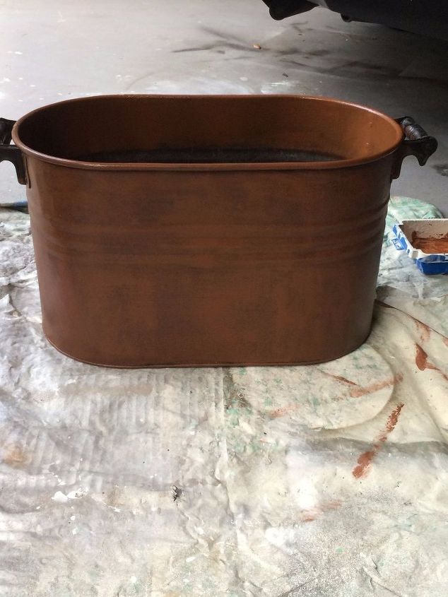 easy faux copper finish on old tub, home decor, painting