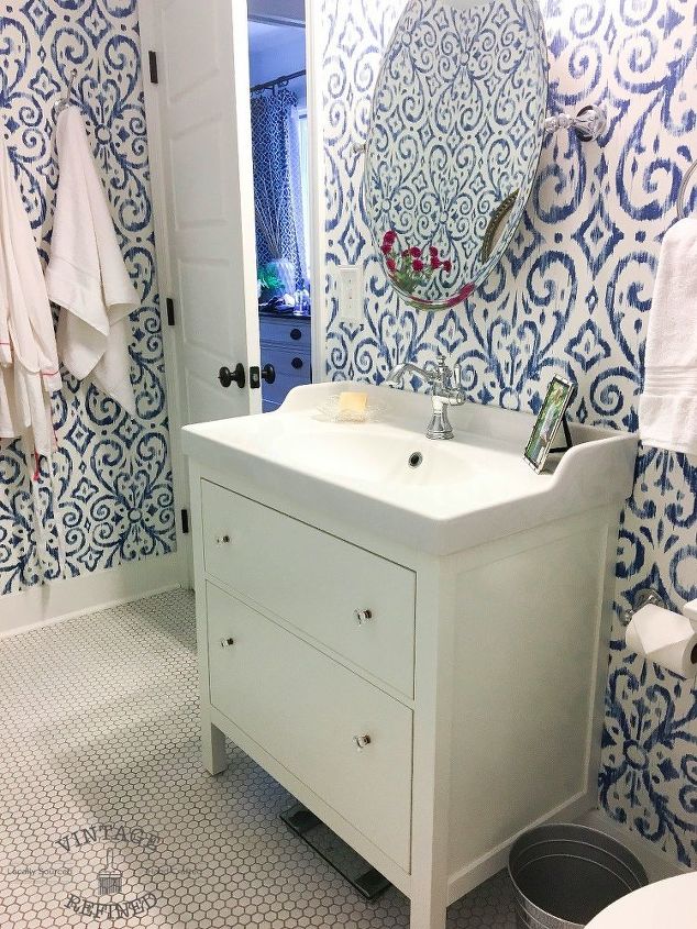 Blue Amp White Bathroom Makeover Hometalk