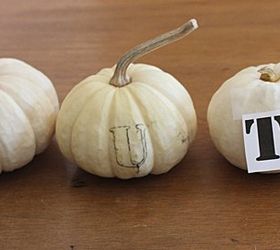 autumn spelled out on tiny white pumpkins, crafts, seasonal holiday decor